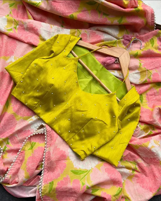 Floral Pearl Linen Slub Saree - Summer Special Collection